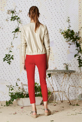 OPEN AT THE HEMTROUSERS STRETCH POPLIN